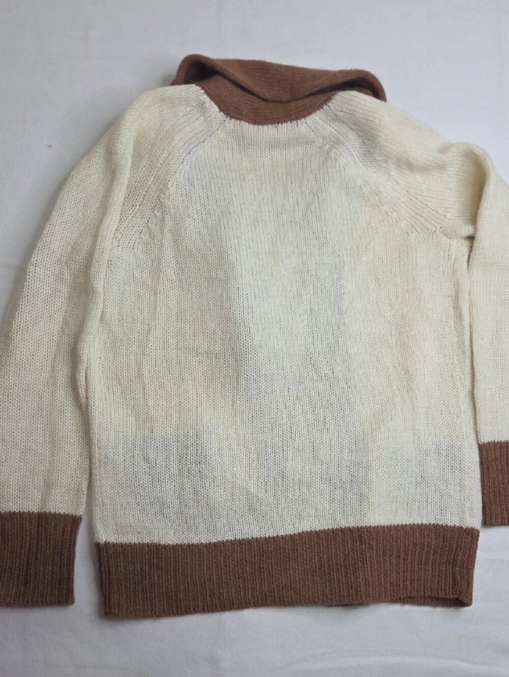 J. Crew Cream and Brown Shawl Collar Cardigan